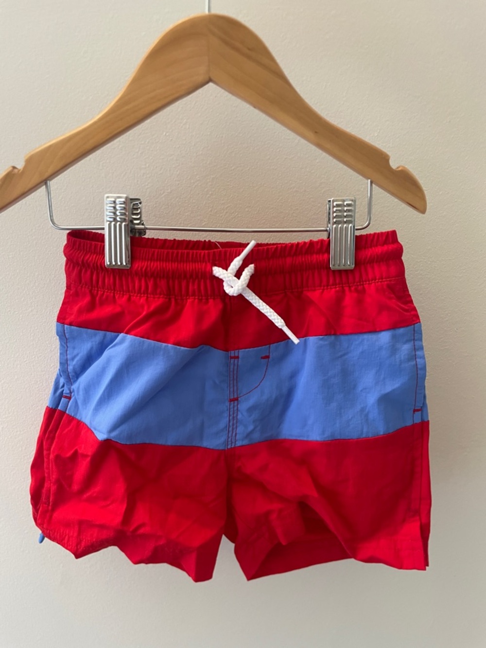 Red and Light Blue Colorblock Swim Shorts size 2T TBBC NWT